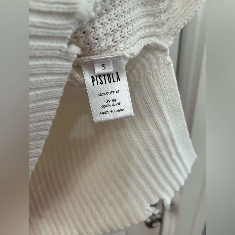 PISTOLA OLGA PULLOVER WAFFLE-KNIT COTTON CREW NECK SWEATER - INFINITY SM - Picture 5 of 9